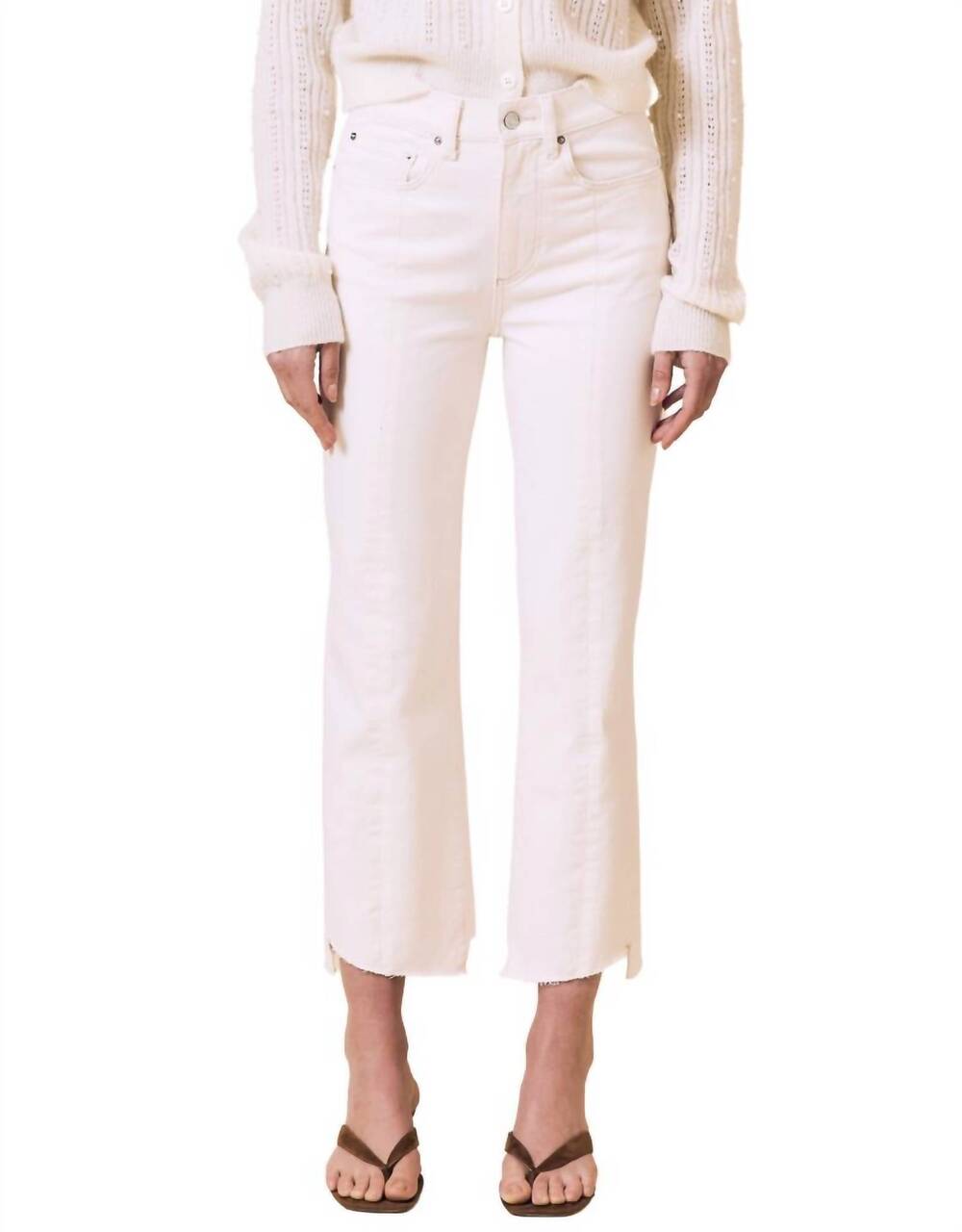 NEW LE JEAN reworked 90's straight ankle high rise jeans in bone